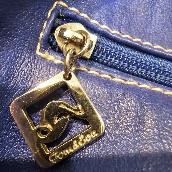 C Tom and Eva Purse Vegan Blue Leather large NWT shoulder bag w/ button closure - Picture 9 of 13